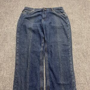 Cabellas Roughneck Mens Flannel Lined Jeans Blue Denim Relaxed Fit 16 Reg